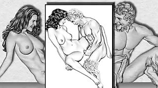 Erotic Drawings Of Marc Blanton - Nymphs And Satyr 2